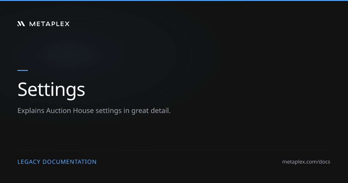 Settings | Auction House