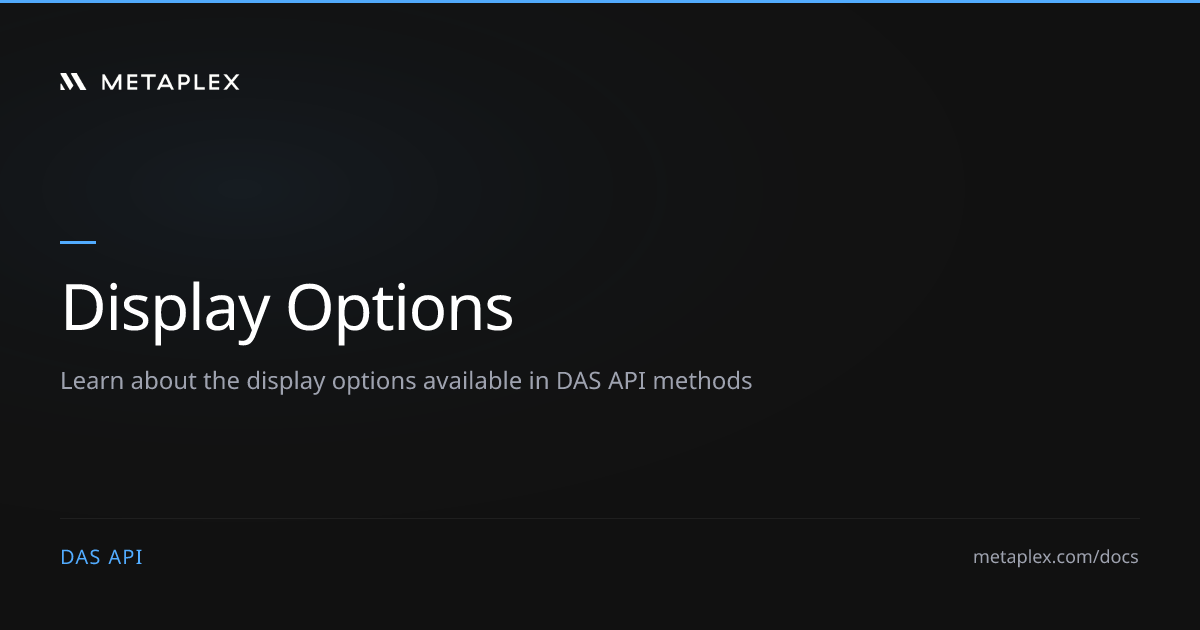 Display Options | DAS API