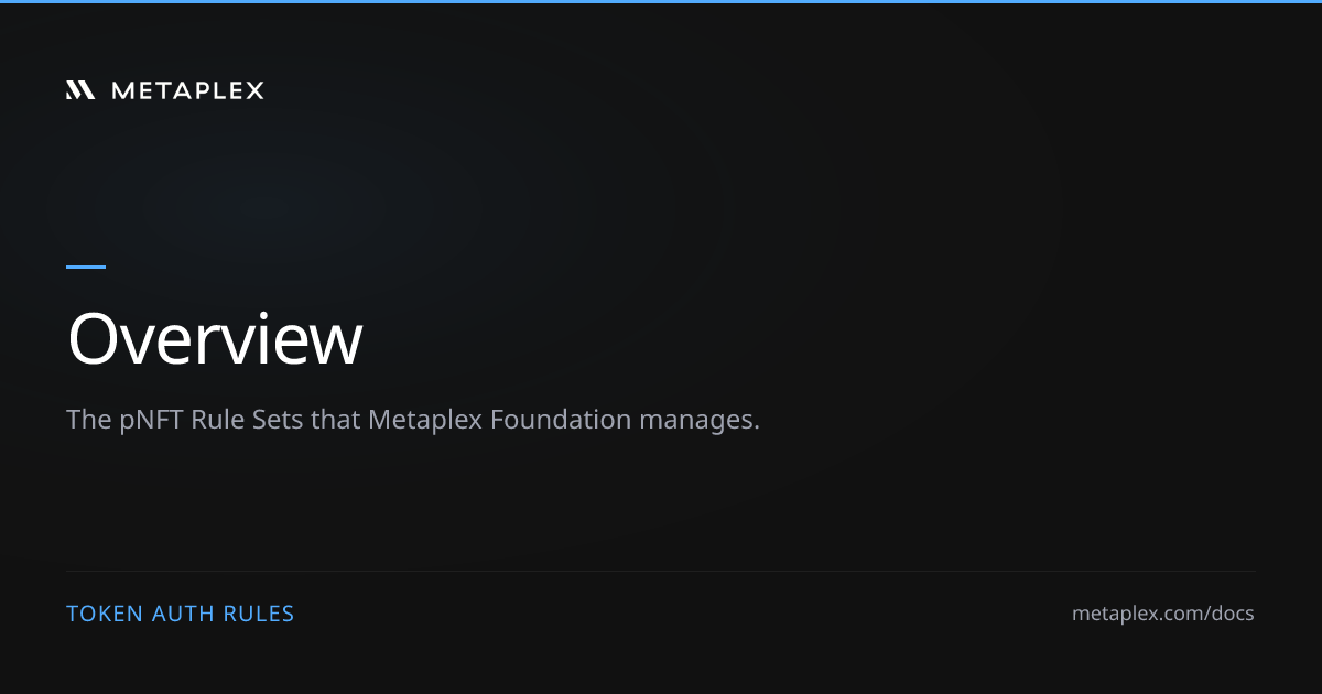 Metaplex Rule Sets | Token Auth Rules