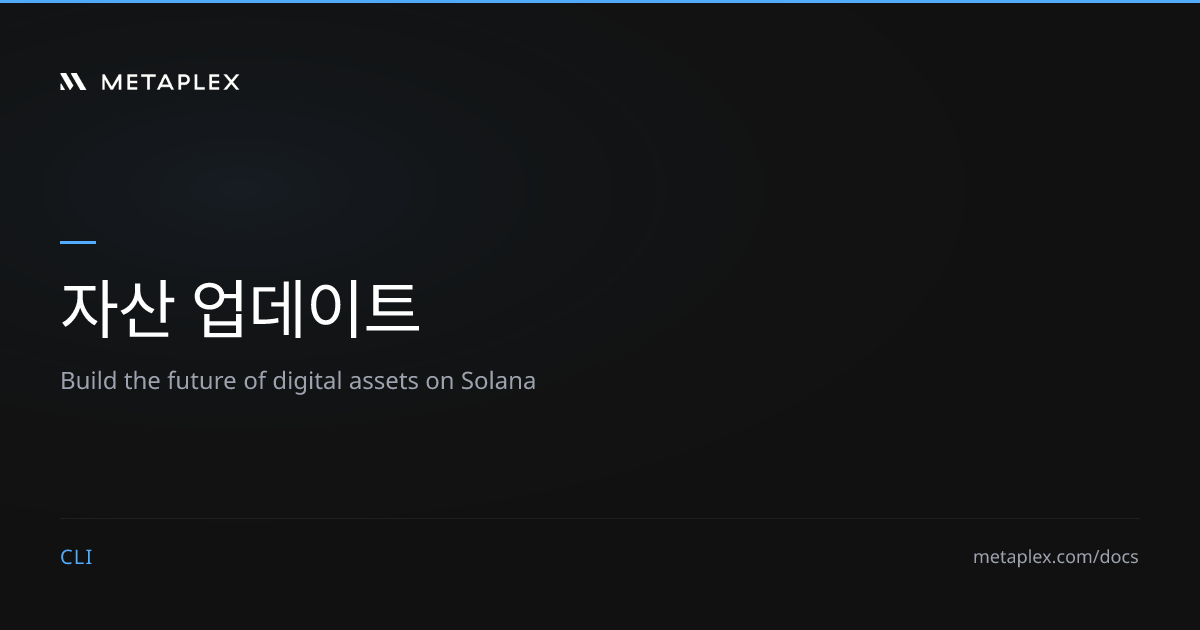 자산 업데이트 | Metaplex CLI