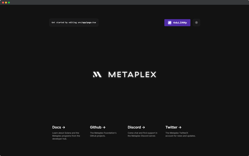 Metaplex Next.js Tailwind Template Screenshot